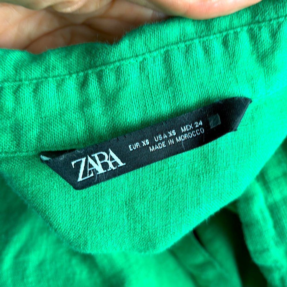 Zara Green Linen Button-Up Women's Shirt - Picture 10 of 12